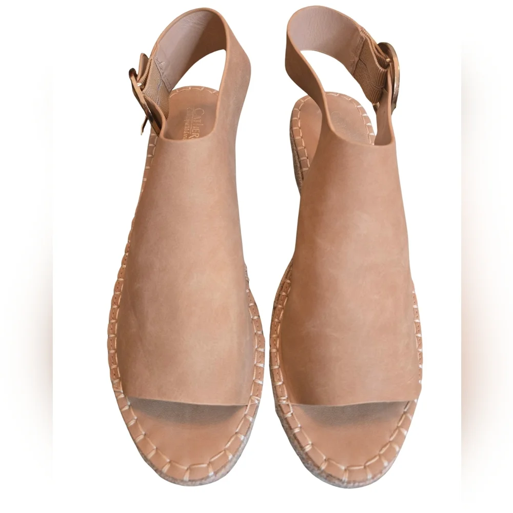 Catherine Malandrino Tan‎ Faux Suede Espadrille Wedge Sandals - Size 11
